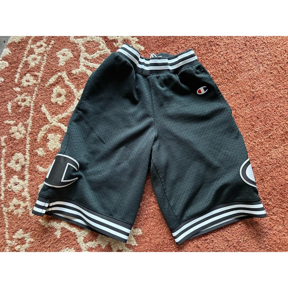 Champion Mens Shorts Big Logo Jersey Type Material Black Pinstripe XS